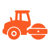 orange tractor with roller attachment used for construction and landscaping tasks including leveling and flattening surfaces for 4 wheel drive equipment