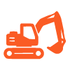 orange construction excavator machinery used for digging and moving earth in industrial projects site equipment 8 track operations