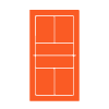 orange geometric shape representing the number five in a modern design